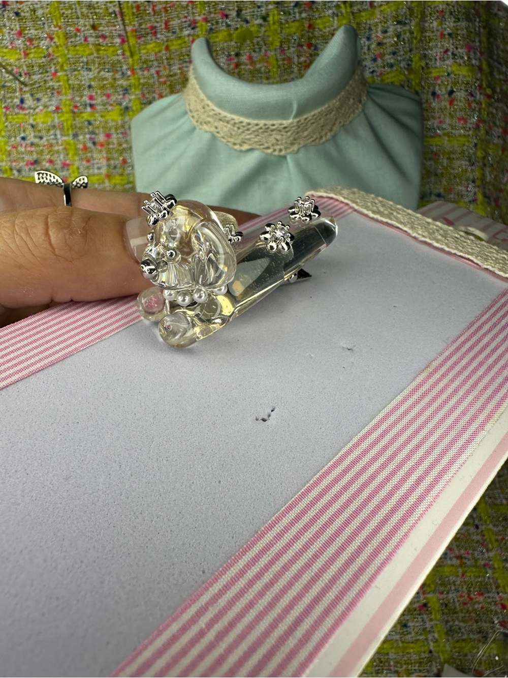 A great Clear Crystal Poodle Hair Clip with Silver Accents